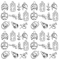 Youdiyla 60PCS Antique Silver Western Cowboy Charms Pendants Horse Hat cactus Cowboy Boot Charms for Bracelet Earrings Necklace Jewelry Making (10 Style, 6 of Each) HM672
