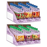 Plum Organics Baby Food Meal Variety Packs - Stage 2 Fruit/Veggie Pouches, 3 Flavors (18 Pack) & Tots Mighty Morning Pouches, 3 Flavors (18 Pack)