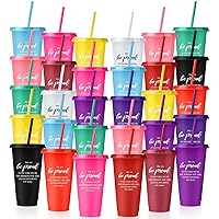 30 Pcs Employee Appreciation Gifts 24oz Plastic Cups with Lids and Straws Thank You Gifts for Staff Coworker Reusable Tumblers Thank You Cups for Teacher Nurse(Difference)