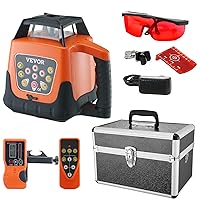 VEVOR Rotary Laser Level 1650ft,360 Degree Self Leveling Red Cross Line Laser,5 Rotation Speeds&4 Scanning Angles Adjustment,IP66 Waterproof Remote Control Manual Self-leveling Mode,Battery Included