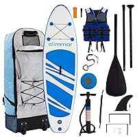ELIMMAR Inflatable Stand Up Paddle Board Kit - Portable Stand Up Wide Paddle Board with Air Pump, Collapsible Paddle, Backpack, Repair Kit & SUP Accessories - PVC Double-Wall Fabric, Non-Slip EVA Deck
