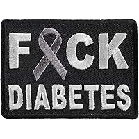 FCK Diabetes Gray Ribbon Patch - 2.75x2 inch. Embroidered Iron on Patch