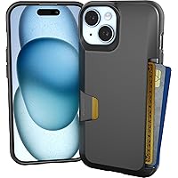 Smartish iPhone 15 Wallet Case - Wallet Slayer Vol. 1 [Slim + Protective] Credit Card Holder - Drop Tested Hidden Card Slot Cover Compatible with Apple iPhone 15 - Black Tie Affair