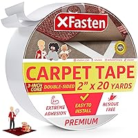 XFasten Carpet Tape Double Sided - Heavy Duty 2” x 20 yds Gentle on Surface Double Sided Carpet Tape for Area Rugs Over Carpet for Hardwood Floors, Corner Rug Tape for Carpet to Carpet