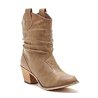 Charles Albert Women's Modern Western Cowboy Distressed Boot with Pull-Up Tabs