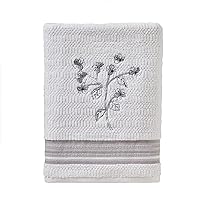 SKL Home Timeless Leaves Bath Towel, White