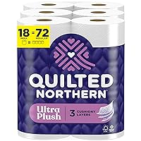 Quilted Northern Ultra Plush Toilet Paper, 18 Mega Rolls = 72 Regular Rolls, 3X Thicker*, 3 Ply Soft Toilet Tissue (Packaging May Vary)