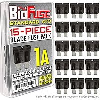 Standard ATO 1A Fuse Set (15 Regular Fuses) Blade Group: ATO, ATOF, ATC, ATS, APR, Automotive, Car, Truck, SUV, RV, Boat, Marine
