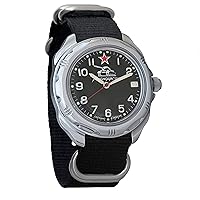 Vostok Komandirskie Classic Mens Mechanical Hand-Winding Military Wrist Watch #306 (Black: 211306)