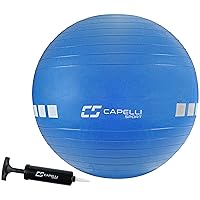 Capelli Sport Exercise Ball for Yoga, Balance Ball, Pilates, Anti Burst Slip Resistant, Quick Pump, Blue, 55 cm