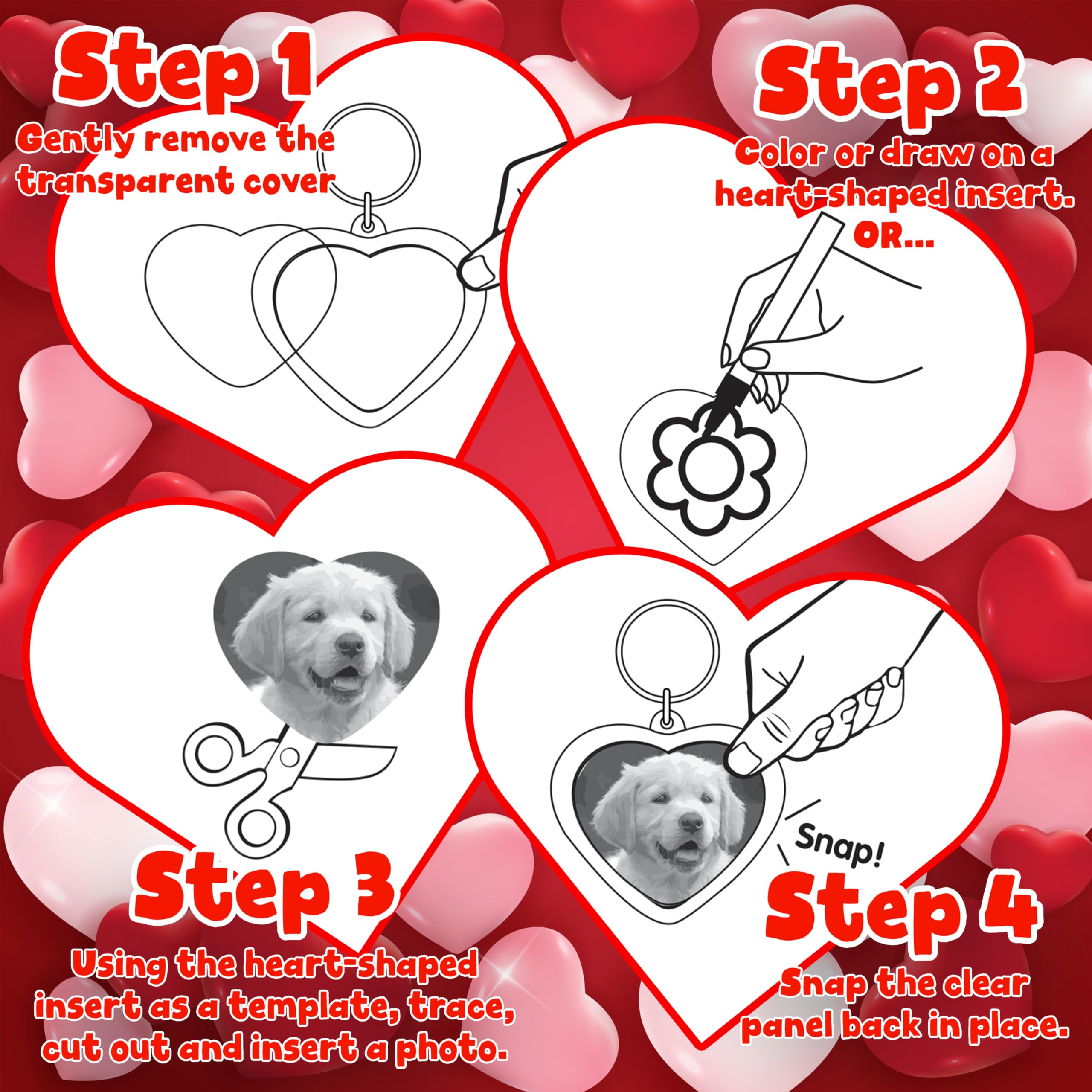 READY 2 LEARN Heart Key Rings - Set of 12 - Valentines Day Gifts for Kids - Classroom Favors