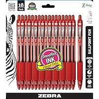Zebra Pen Z-Grip Retractable Ballpoint Pen, Medium Point, Red Ink, 18-Pack: 22318