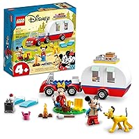 LEGO Disney Mickey Mouse and Minnie Mouse's Camping Trip 10777 Building Toy with Camper Van, Car & Pluto Figure, for Kids 4 Plus Years Old