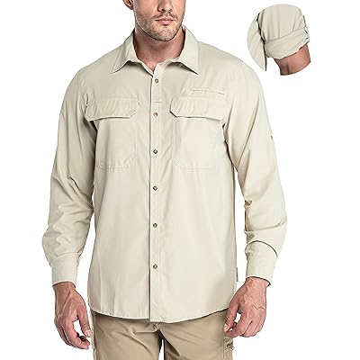 33,000ft Men's Long Sleeve Sun Protection Shirt UPF 50+ UV Quick Dry  Cooling Fishing Shirts for Travel Camping Hiking Silver Grey Small 
