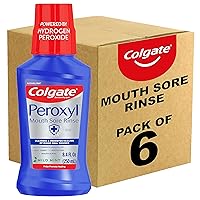 Colgate Peroxyl Antiseptic Mouth Sore Rinse, Alcohol Free, 1.5% Hydrogen Peroxide, Mild Mint, 8.45 Ounce (Pack of 6)