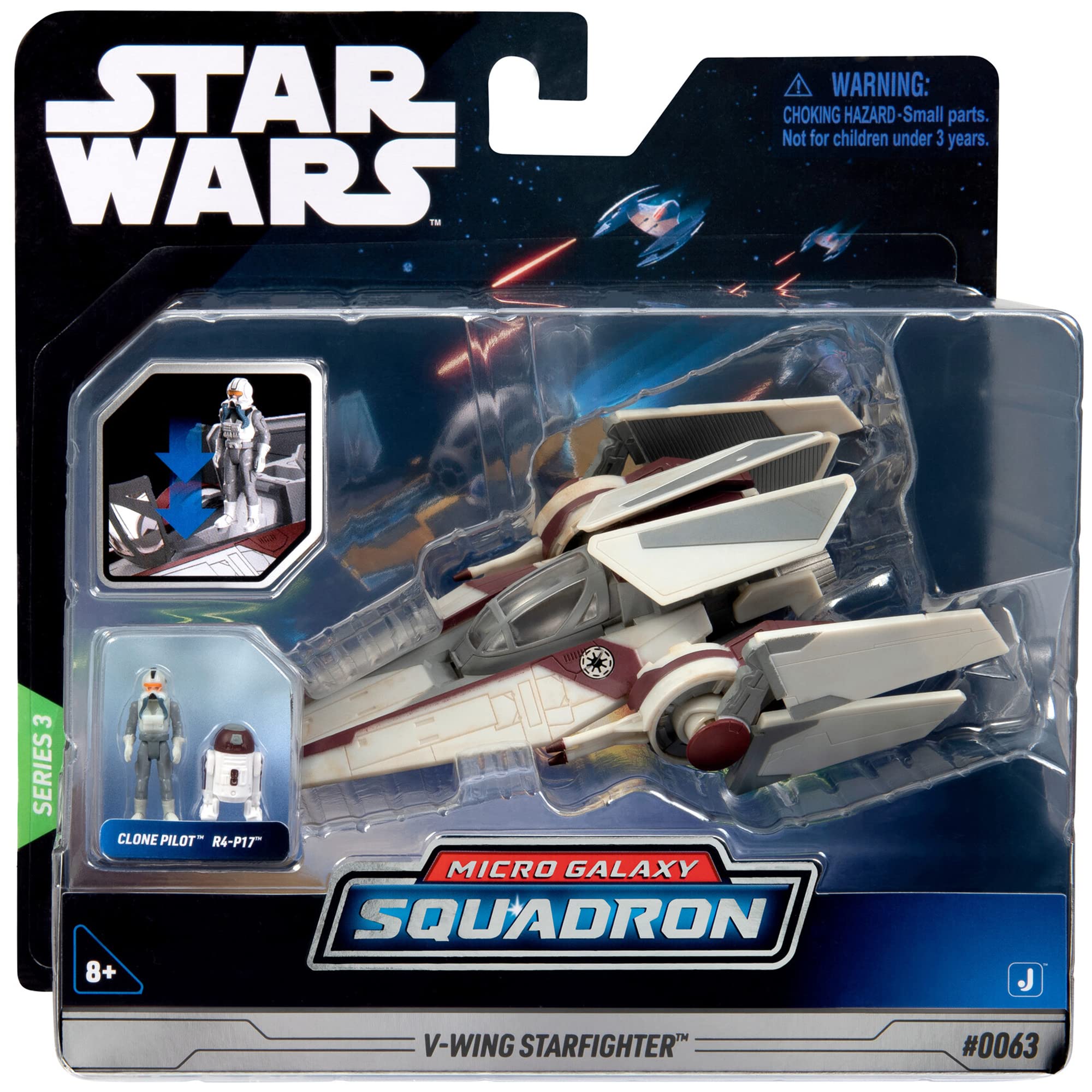 STAR WARS Micro Galaxy Squadron V-Wing Starfighter - 3-Inch Light Armor Class Vehicle with Two 1-Inch Micro Figure Accessories