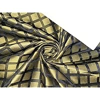 100% Silk Tafetta Plaids Gold and Black Color Reversable TAFC53[7] 54
