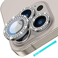 Tensea for iPhone 15 Pro & iPhone 15 Pro Max Camera Lens Protector Bling, Tempered Glass Screen Protector Protection Camera Cover Diamond Metal Individual Ring for 15 Pro 6.1