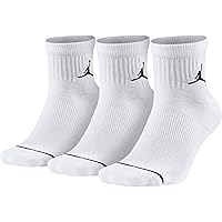 Nike Jordan Jumpman Quarter Socks (3 Pair) SX5544-100 (Medium, White/Black)