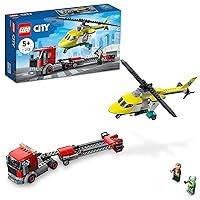LEGO City Great Vehicles Rescue Helicopter Transport Building Kit 60343, with Toy Truck and Toy Helicopter, Pretend Play Toy Vehicle Toys with Minifigures for Kids, Boys and Girls 5 Plus Years Old