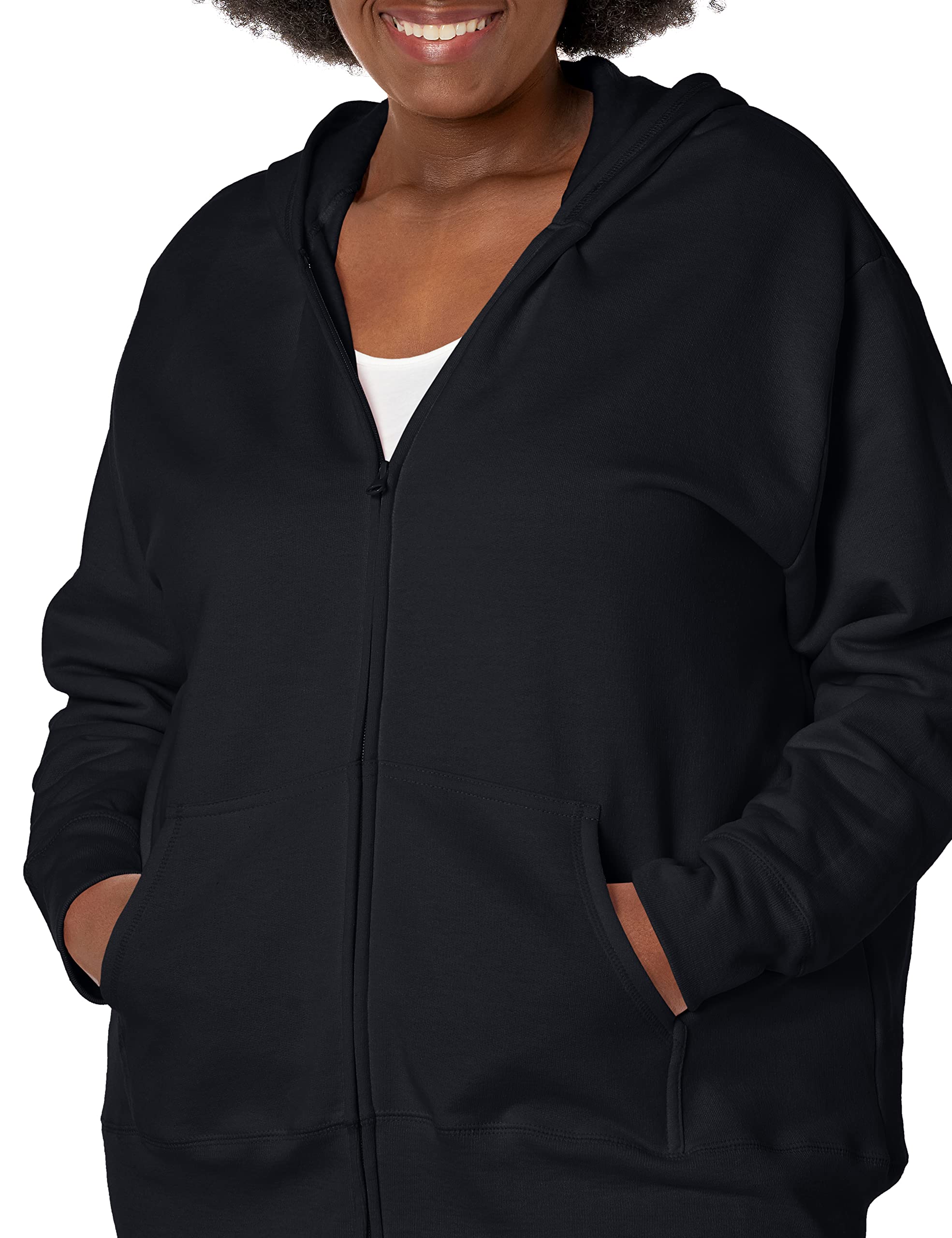 JUST MY SIZE Women's Plus Size Zip-up Fleece Hoodie, EcoSmart Midweight Hooded Sweatshirt
