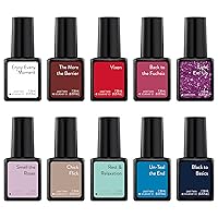 Sensationail Gel Nail 10 Color Kit. Easy at home gel nail polish. Includes: white, pink, blue, red, mint, hot pink, teal, glitter, tan