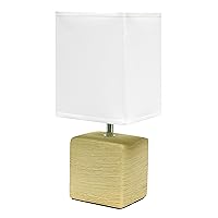 Simple Designs LT2072-BGE Petite Faux Stone Table Lamp with Fabric Shade, Beige with White Shade