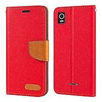 for Cricket Debut Smart Case, Oxford Leather Wallet Case with Soft TPU Back Cover Magnet Flip Case for Cricket Debut Smart (5.5”) Red