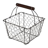 Small Chicken Egg Basket for Fresh Eggs - Vintage Kitchen Chicken Wire Basket with Handle - Farmhouse Basket