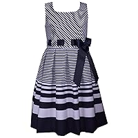 Bonnie Jean Toddler, Little and Big Girls 2T-16 Striped Nautical Navy Special Occasion Dress