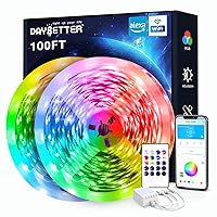 DAYBETTER 100ft Smart WiFi Led Lights, Led Strip Lights Work with Alexa and Google Assistant, App Voice Remote Control Music Sync Color Changing RGB Strip Lighting for Bedroom Room Decor, 50ft *2