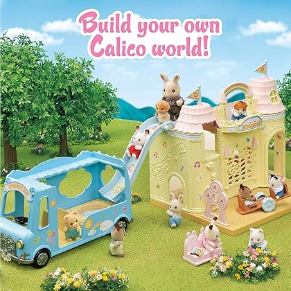 Calico Critters Sunshine Nursery Bus for Dolls, Toy Vehicle seats up to 12 collectible figures , Blue