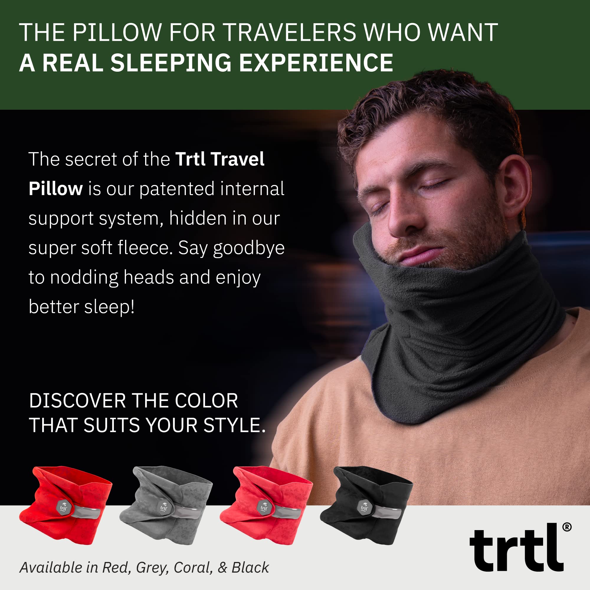 trtl Travel Pillow for Neck Support- Super Soft Neck Pillow with Shoulder Support and Cozy Cushioning Lightweight and Easy to Carry - Machine Washable - Grey