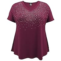 LEEBE Women and Plus Size Short Sleeve Studded Swing Tunic Top (Small-5X)