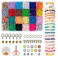 4200+ PCS Beads for Threading, 6mm Clay Beads Set, Flat Bracelets Beads DIY with Letters for Bracelets, Necklaces, Earrings, Jewellery Making, DIY Pendant Charms Kit