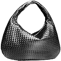 Womens Leather Woven Handbags, Tote Bags Top Handle Satchel Handbags Handmade Shoulder Purse Large Hobo Tote Bag with Zipper
