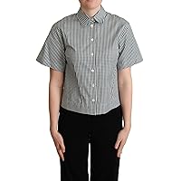 Dolce & Gabbana - BEST SELLERS - White Green Cotton Check Shirt Blouse Top - IT44|L