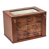 Bello Collezioni - Alessandro Luxury Italian Made Briarwood Lockable Watch/Jewelry box for 28 Watches.
