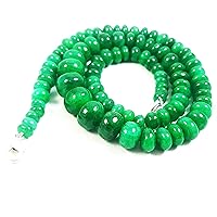 14 inch Long rondelle Shape Smooth Cut Natural Emerald 6-12 mm Beads Necklace with 925 Sterling Silver Clasp for Women, Girls Unisex