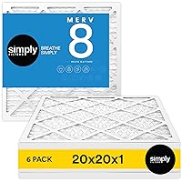 Simply Filters 20x20x1 MERV 8, MPR 600, Air Filter (6 Pack) - Actual Size: 19.75