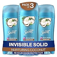Secret Invisible Solid Antiperspirant and Deodorant, Coconut Scent, 2.6 oz (Pack of 3)