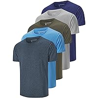 Dry Fit Men's Athletic Running Gym Workout Short Sleeve T Shirts 5 Pack