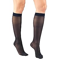 Sheer Compression Stockings, 15-20 mmHg, Women's Knee High Length, 20 Denier, Navy, Medium