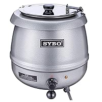 SYBO SB-6000-2G Commercial Grade Soup Kettle with Hinged Lid and Detachable Stainless Steel Insert Pot for Restaurant and Big Family, 10.5 Quarts, Silver