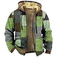 Retro Ethnic Graphic Hoodies Heavyweight Sherpa Fleece Lined Jackets Big Tall Zip Up Sweatshirts For Men With Hood