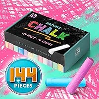 JUMBO Premium Sidewalk Chalk Art Kit, 144 Jumbo pieces in 18 Vibrant Spectacular colors Washable Non Toxic Easy Clean up Unleash your imagination on Sidewalks and Chalkboards For Kids and Adults!