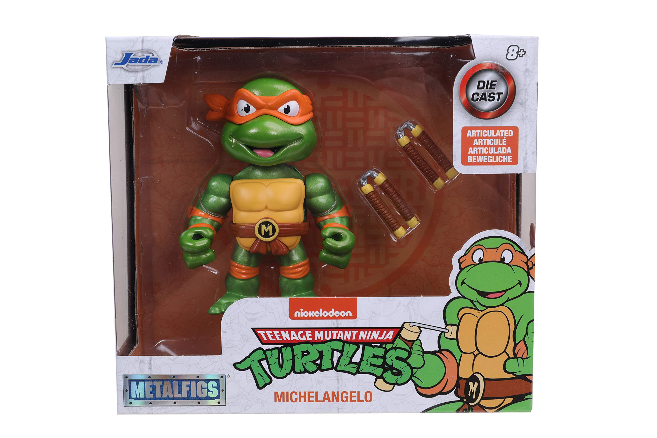 Jada Toys Teenage Mutant Ninja Turtles 4 Michelangelo Die-cast Figure, Toys for Kids and Adults, Orange, 31848