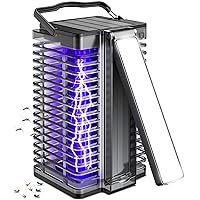 Bug Zapper Outdoor Indoor, Solar Mosquito Zapper with Reading Lamp, Cordless & Rechargeable Electric Insect Fly Zapper with 4200V High Powered UV Light, 2 in 1 Mosquito Killer for Home Backyard Patio