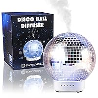 Disco Ball Diffuser Rotating - Original Disco Essential Oil Diffuser with Whisper Quiet Operation, 7 Color Night Light & 4 Time Settings, Cute Home Decor | Aromatherapy Diffuser for Medium Room Silver