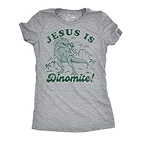 Womens Funny T Shirts Jesus is Dinomite Funny Christian Graphic Tee for Ladies